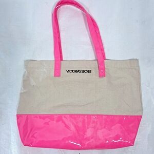Victoria's Secret Large Pink Vinyl Canvas Tote